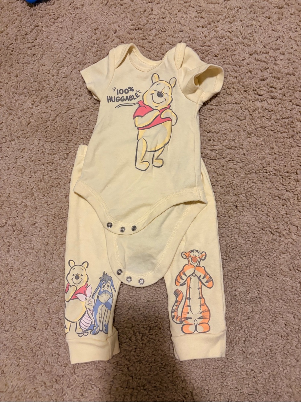 Disney Yellow Winnie the Pooh Printed Footie Pajamas